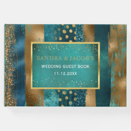 Livro De Visitas Dourado e teimoso pincel e casamento de confete