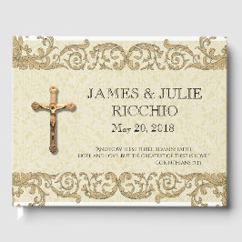 Livro De Visitas Dourado lugar de crucifixo católico tradicional