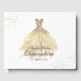 Livro De Visitas Dourado Vestido Quinceanera