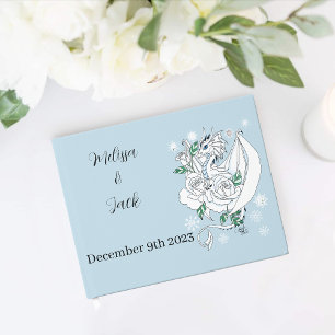 Livro De Visitas Dragão Branco Flocos de Neve Azul