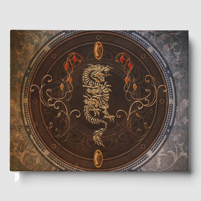 Livro De Visitas dragão chinês ouro (Frente)