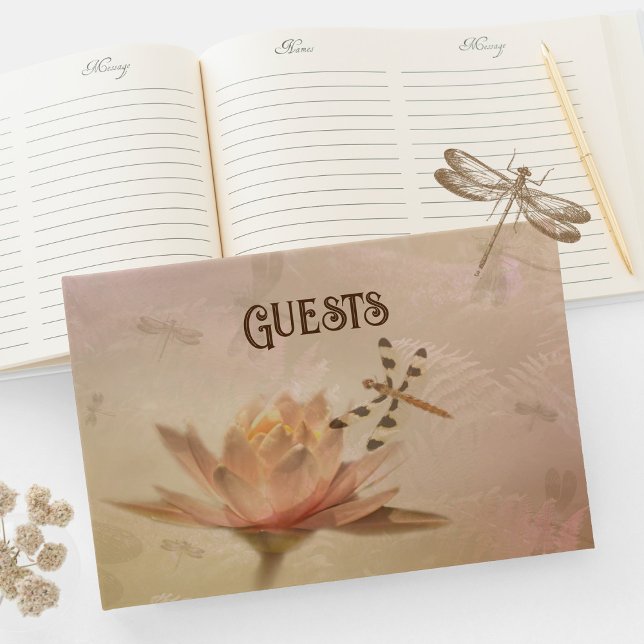 Livro De Visitas Dragonfly e Water Lily Weding Guest Book (Criador carregado)