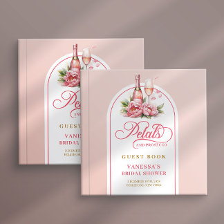 Livro De Visitas Dreamy petals and prosecco blush gold sign book