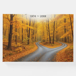 Livro De Visitas Duas estradas em uma floresta de outono