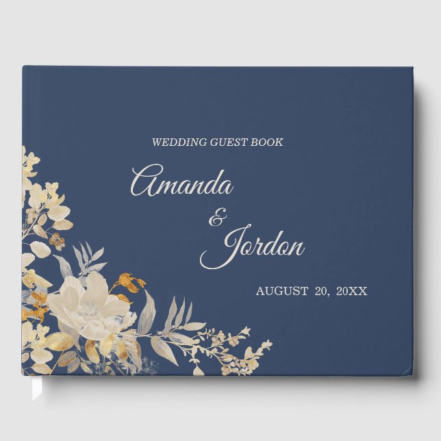 Livro De Visitas Dusty Blue Autumn Boho Wedding Guest Book (Frente)