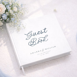 Livro De Visitas Dusty Blue Elegant Wedding Guest Book with Names
