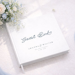 Livro De Visitas Dusty Blue Elegant Wedding Guest Book with Names