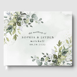 Livro De Visitas Dusty Blue Eucalyptus Greenery Casamento Suculento