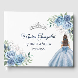 Livro De Visitas Dusty Blue Floral Quinceañera Guest Book