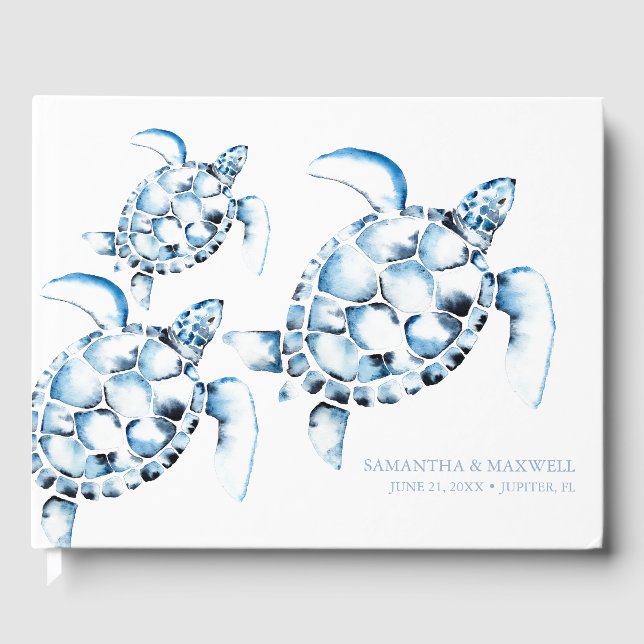 Livro De Visitas Dusty Blue Ocean Weding Guest Book (Frente)