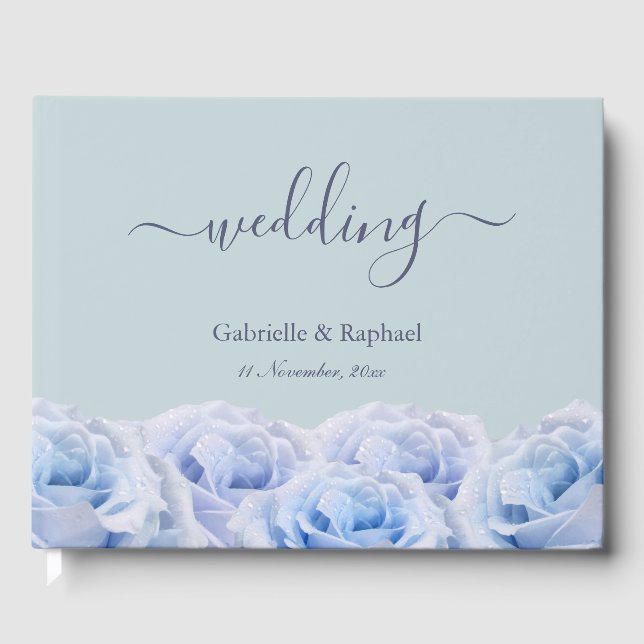 Livro De Visitas Dusty Blue Rosa Sage Green Elegant Weding (Frente)