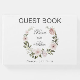 Livro De Visitas Dusty Pink Boho Água Floral Casamento Pastel