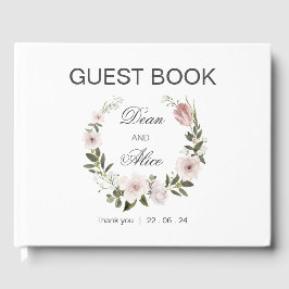 Livro De Visitas Dusty Pink Boho Água Floral Casamento Pastel