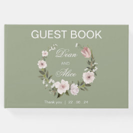 Livro De Visitas Dusty Pink Boho Água Floral Casamento Pastel