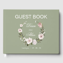 Livro De Visitas Dusty Pink Boho Água Floral Casamento Pastel