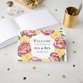Livro De Visitas Dusty Pink Peonies e Lemon Weds