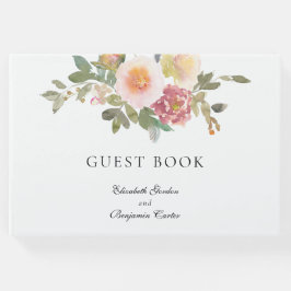 Livro De Visitas Dusty Rosa Wedding Elegant Floral Script Personali