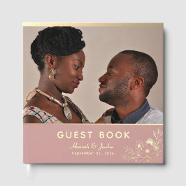 Livro De Visitas Dusty Rose Gold Photo Wedding
