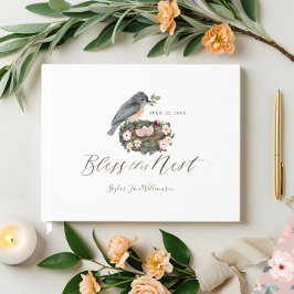 Livro De Visitas É o Chá de fraldas do Ninho de Um Pássaro Floral