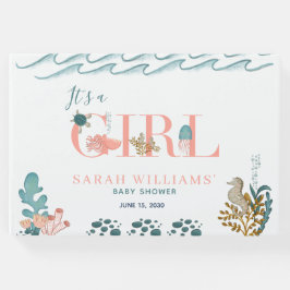 Livro De Visitas É uma garota sob o Chá de fraldas do Coral do Mar