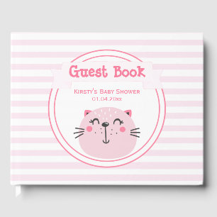 Livro De Visitas É uma menina! Gato cor-de-rosa bonito - chá de