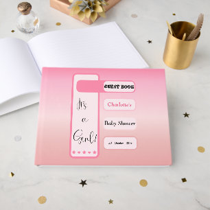 Livro De Visitas É uma menina! Gradiente Rosa Churrasco de Bebê Fof