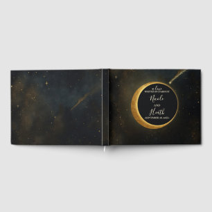 Livro De Visitas Eclipse Celestial Casamento Poeira Dourada Estelar