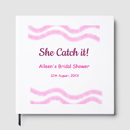 Livro De Visitas Ela pega linhas espiral cor-de-rosa em aquarela ca