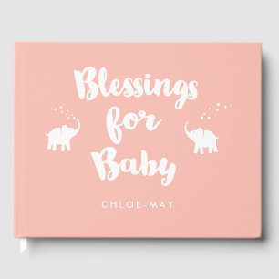 Livro De Visitas Elefantes Corais Bênçãos para Dedicação de Bebês