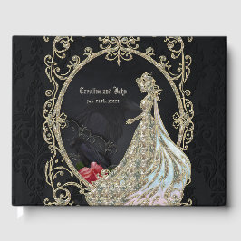 Livro De Visitas Elegância em ouro e preto.