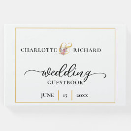 Livro De Visitas Elegância Simples, Ampersand Dourado com Nomes Con