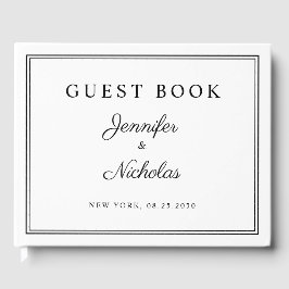 Livro De Visitas Elegant Black And White Script Wedding