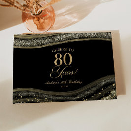 Livro De Visitas Elegant Black Gold Agate 80th Birthday Party