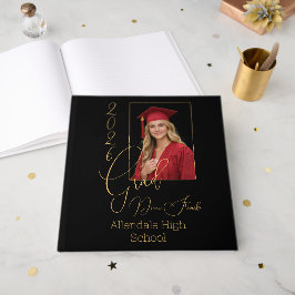 Livro De Visitas Elegant Black & Gold Graduation