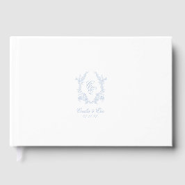 Livro De Visitas Elegant Blue Crest Wedding Guest Book