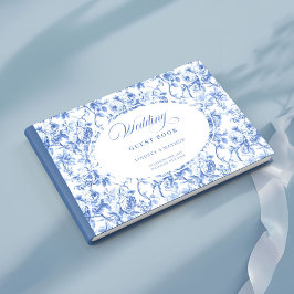 Livro De Visitas Elegant Blue Roses French Toile Guest Book