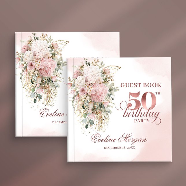 Livro De Visitas Elegant Blush Rose Gold Greenery 50th Guest Book (Elegant Blush Rose Gold Greenery 50th Guest Book)
