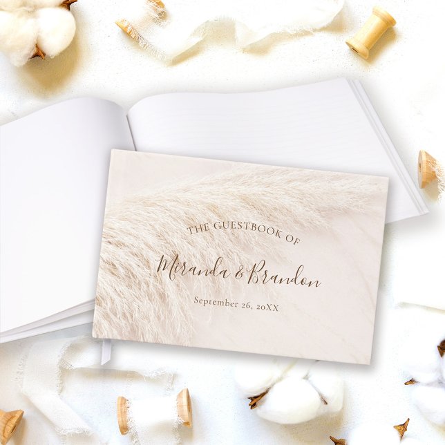 Livro De Visitas Elegant Bohemian Pampas Grass Wedding (Criador carregado)