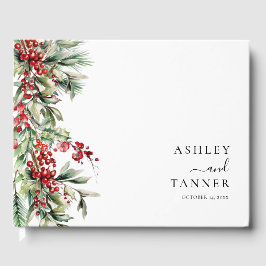 Livro De Visitas Elegant Botanical Winter Christmas Wedding
