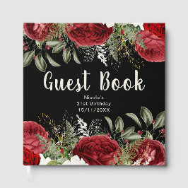 Livro De Visitas Elegant Christmas Red Flowers Birthday Party