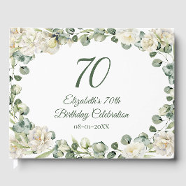 Livro De Visitas Elegant Floral Greenery 70th Birthday