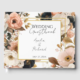 Livro De Visitas Elegant Floral Personalized Wedding Guestbook