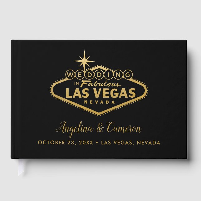 Livro De Visitas Elegant Gold Las Vegas Sign (Frente)