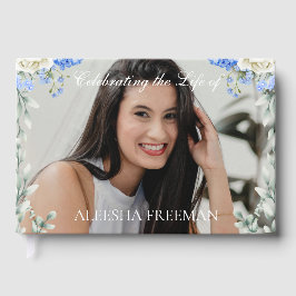 Livro De Visitas Elegant Hydrangea Photo Funeral Sign In Book