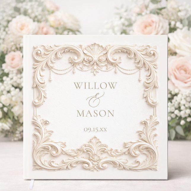 Livro De Visitas Elegant Ivory Baroque Square (Elegant Ivory Baroque Square Guest Book)