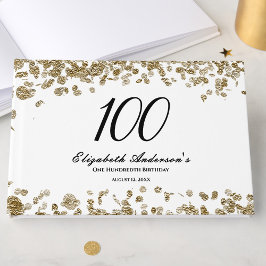 Livro De Visitas Elegant Minimalist Black and Gold 100th Birthday