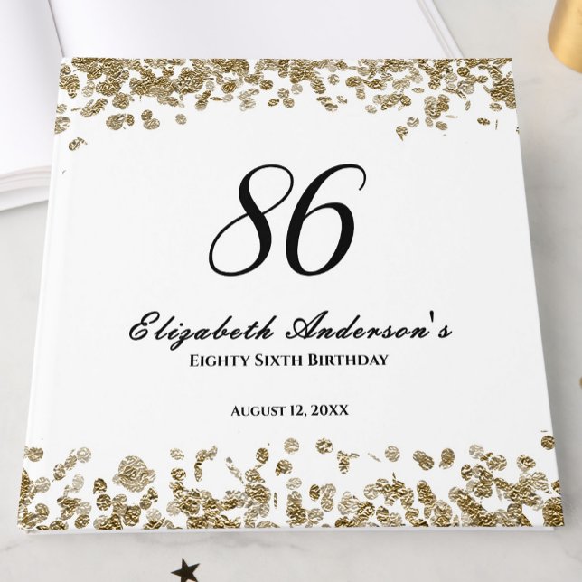 Livro De Visitas Elegant Minimalist Black and Gold 86th Birthday (Criador carregado)
