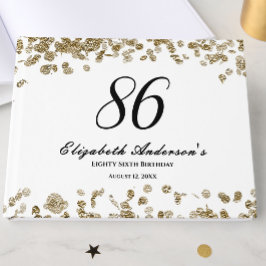 Livro De Visitas Elegant Minimalist Black and Gold 86th Birthday
