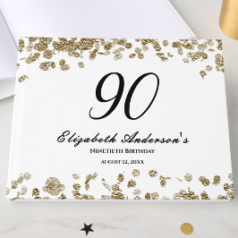 Livro De Visitas Elegant Minimalist Black and Gold 90th Birthday