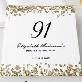 Livro De Visitas Elegant Minimalist Black and Gold 91st Birthday